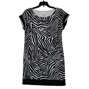 Chico's | Zebra Sheath Dress Black White Stretch | Size L (12)